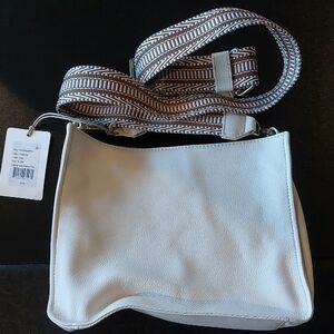 HOBO Cream Crossbody Bag with Patterned Strap